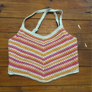 Striped Crochet Halter Top
